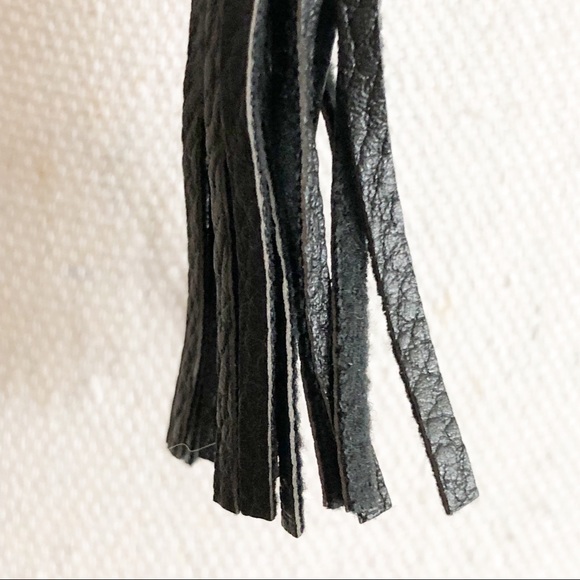 NWOT MARLYN SCHIFF Boho Tiny Chain Link Long Necklace with Black Leather Tassel - Picture 10 of 16